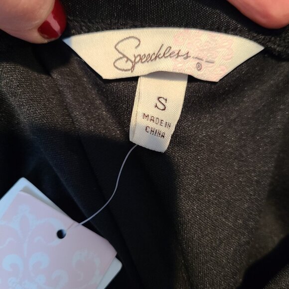 Vtg Y2K Speechless Halter Pleated Dress Size Small Black Babydoll Satin Gatsby - Picture 7 of 12